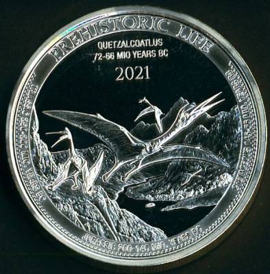 R.D. CONGO 20 FRANCOS (VIDA PRÉ-HISTÓRICA) 1 ONÇA PRATA - 2021 - SOBERBA