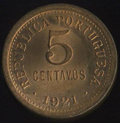 5 Centavos 1921 - Bronze - (SOBERBA)