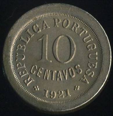 10 Centavos 1921 - Cupro-Níquel -  (MBC+) - 