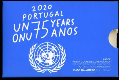 PORTUGAL - 75 ANOS - ONU -  (2020) - moeda de €2,00 PROOF 