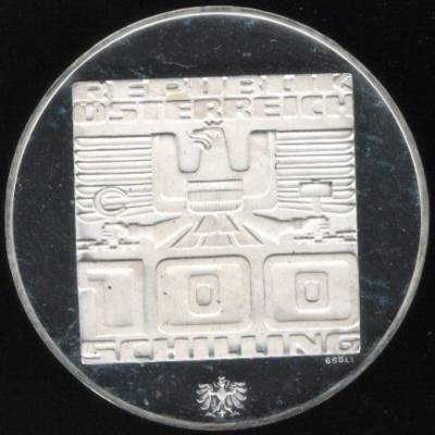 AUSTRIA - 100 Shilling (1976) - XII Jogos Olímpicos Inverno - PRATA - PROOF -