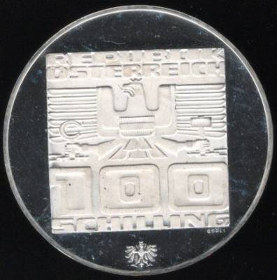 AUSTRIA - 100 Shilling (1976) - XII Jogos Olímpicos Inverno - PRATA - PROOF -