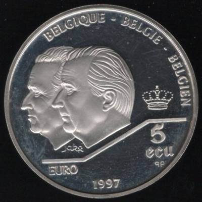 BÉLGICA - 5 ECU - (1997) - PRATA PROOF - 925% -