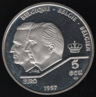 BÉLGICA - 5 ECU - (1997) - PRATA PROOF - 925% -