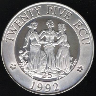 REINO UNIDO - 25 ECU - (1992) PRATA - PROOF -