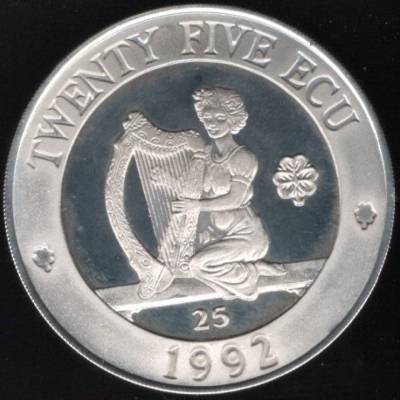 IRLANDA - 25 ECU - (1992) PRATA - PROOF -