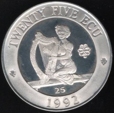 IRLANDA - 25 ECU - (1992) PRATA - PROOF -