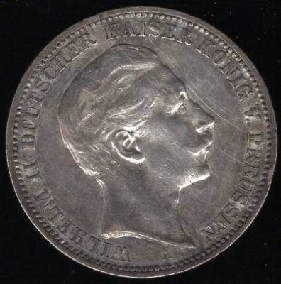 ALEMANHA - PRUSSIA - 3 MARCOS - (1910 A) - PRATA -