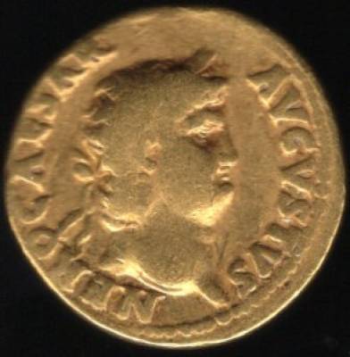 IMPÉRIO ROMANO - NERO (54-68) - ÁUREO em ouro - (IVPPITER CVSTOS) BC+ (VENDIDA)