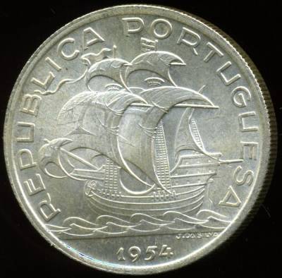 10 Escudos 1954 em Prata - Soberba