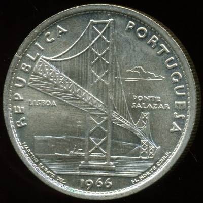 20 Escudos 1966 "Ponte Salazar" em prata - Bela a soberba
