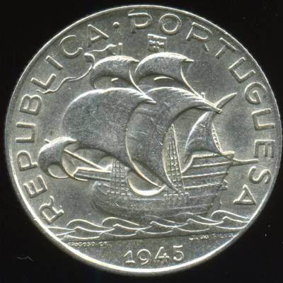 2$50 Escudos 1945 em Prata - Bela (VENDIDA)