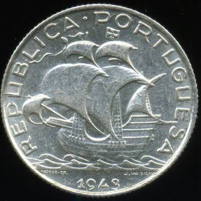 2$50 Escudos 1943 em Prata - Bela à Soberba