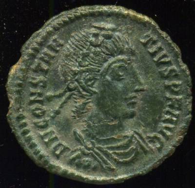 Império Romano - CONSTÂNCIO II (337-361) 1/4 de maiorina em bronze.  (MBC+ a BELA)