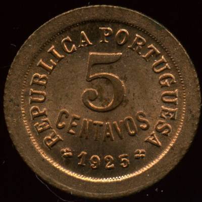 5 Centavos 1925 - bronze - ESCASSA neste estado de conservação.  (SOBERBA)