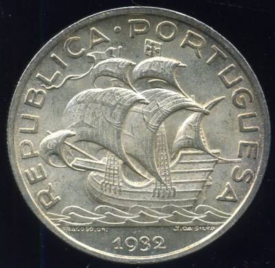 República Portuguesa - 10 Escudos 1932 - Prata - BELA à SOBERBA 