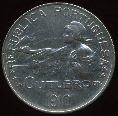 REPÚBLICA PORTUGUESA - 1 ESCUDO - 5 de Outubro 1910 (1914) - PRATA -  MBC